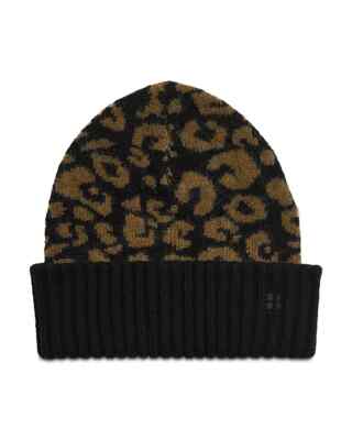 Sweaty Betty Leopard Jacquard Beanie Black One Size HUGO - Leopard-jacquard beanie hat - Patterned main image 4