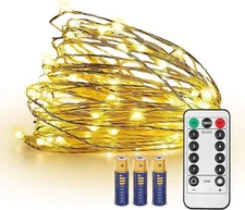 JMEXSUSS 8 Modes Timer Remote Control 200 LED 65.6ft Battery Operated Dimmable F