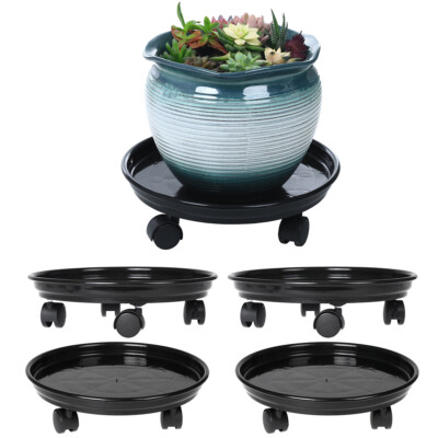 5 Packs Plastic Rolling Plant Caddy with Casters Heavy Duty 11.8'' Plant Dolly