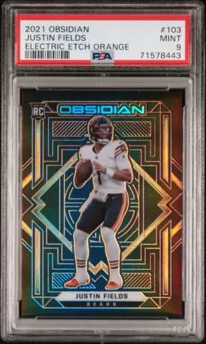 2021 Panini Obsidian Justin Fields Electric Etch Orange #103 PSA 9