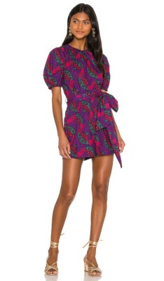 Ulla Johnbson Hollis Purple, Pink & Teal Geometric Puff Sleeve Romper  Size 2