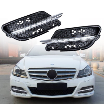 For Benz W204 C300 AMG Sport C-Class Pair LED Fog Lamp DRL Daytime Running Light