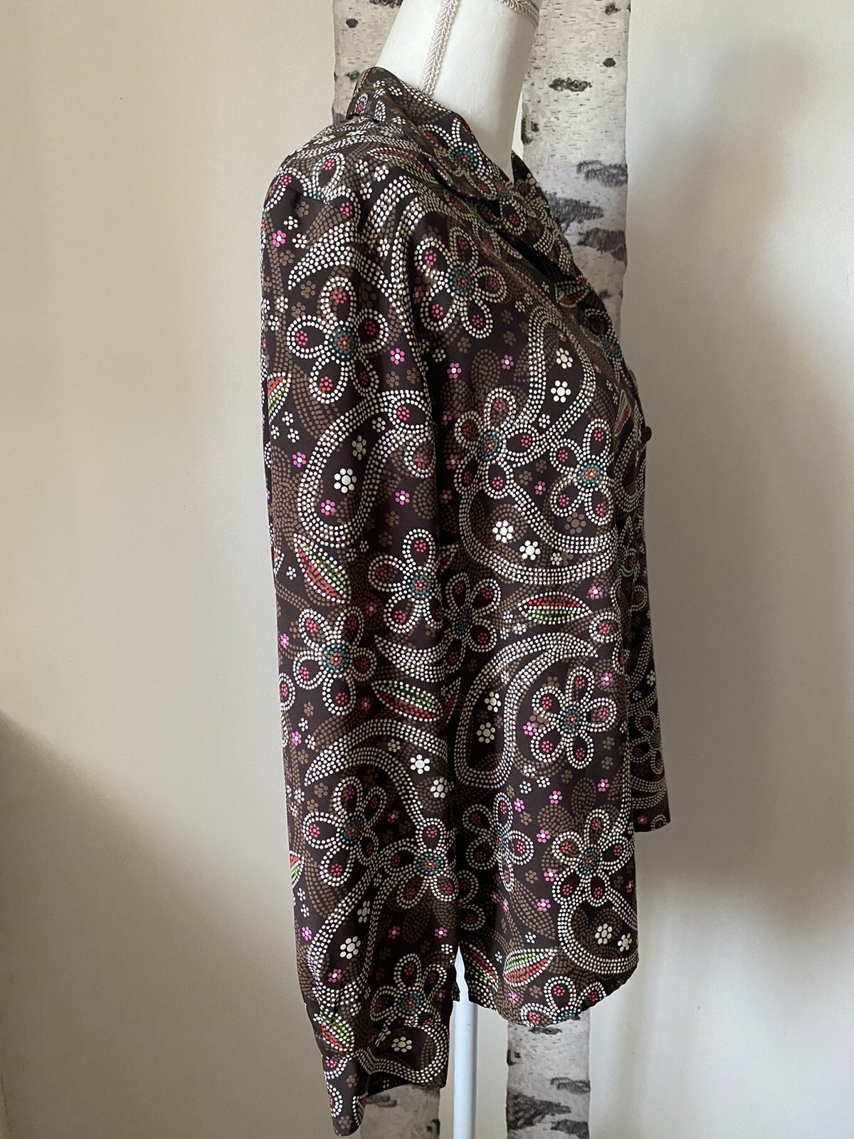 Notation Button Up Brown Multicolor Floral Print … - image 3