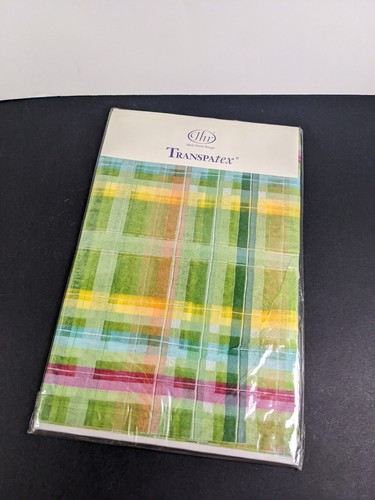 Tissue Paper Table Runners Party Supply Transpatex Green Plaid Flower Summer - Picture 3 of 11