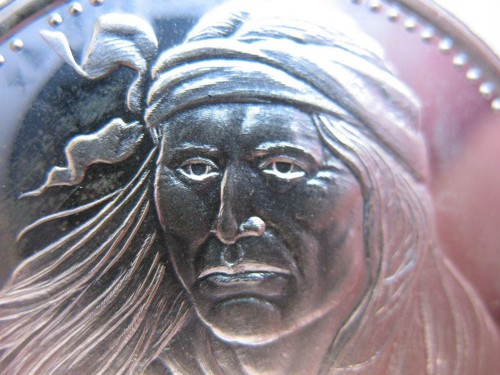 1.OZ MANGUS COLORADO APACHE NATIVE INDIAN TRIBAL NATIONS .925 SILVER COIN+GOLD - Picture 6 of 12