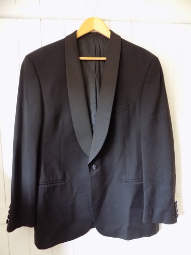 mens PIERRE CARDIN BLACK WOOL FORMAL TUXEDO SUIT JACKET SIZE 42"S CHEST