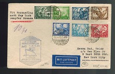 1934 Lohne Germany Catapult Cover Bremen to New York USA Wagner Stamps Hi Value!