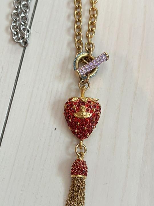 Vivienne Westwood Strawberry Orb Tassel Pendant Necklace