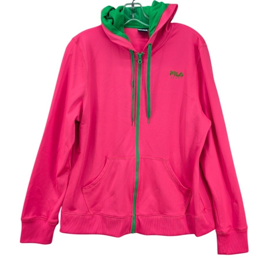 Giacca da pista Fila Sport full zip donna L Performance con cappuccio tempo libero pile