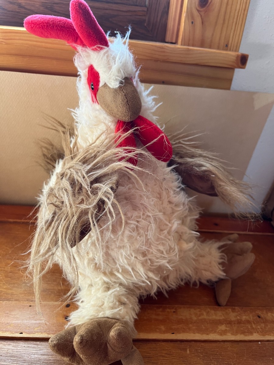 Large Mary Meyer Cream w Tan Red Plush Pudge Rooster Chicken Stuffed  Animal –
