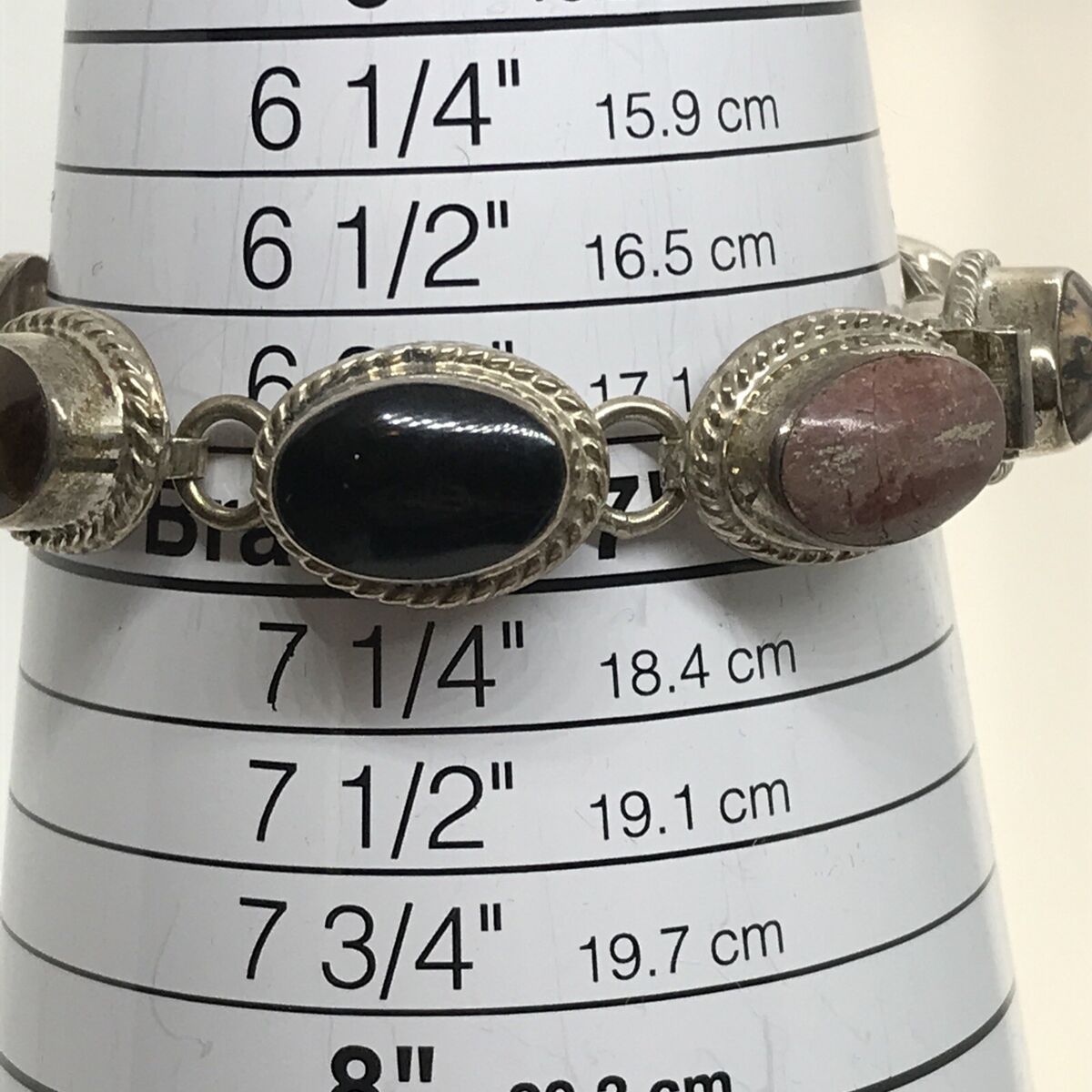 Vintage Taxco Mexico TM-146 925 Sterling Silver & Multi Gemstone Bracelet