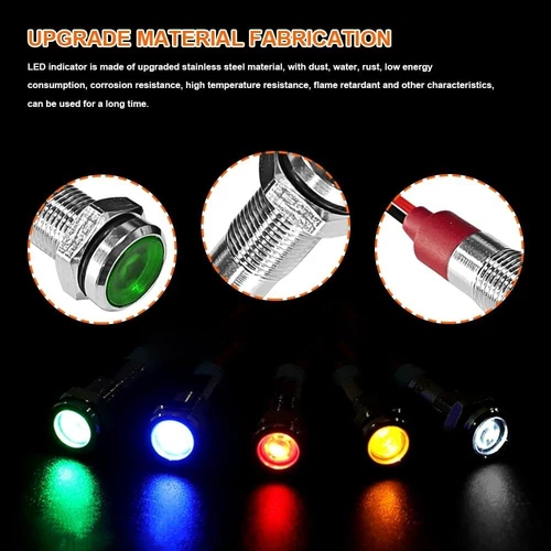 LED Indicator Light 6MM 1/4 Yellow Signal Lamp 12-24V Automotive LED Light, 5PC