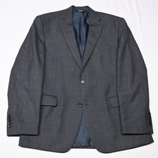 Jos A Bank 42R Gray Blue Houndstooth 100 Wool Blazer Suit Jacket Sport Coat