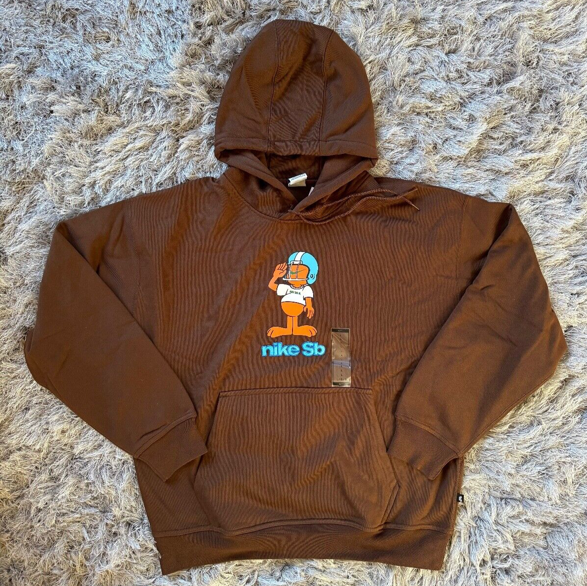 Large Nike SB Fleece Skate Pullover Salute Hoodie Brown [FN0547