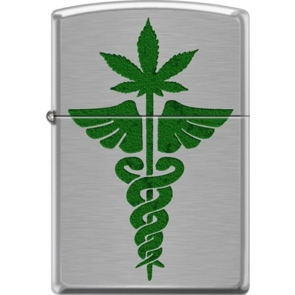 - Medical Symbol & Leaf Brushed Chrome - 854430