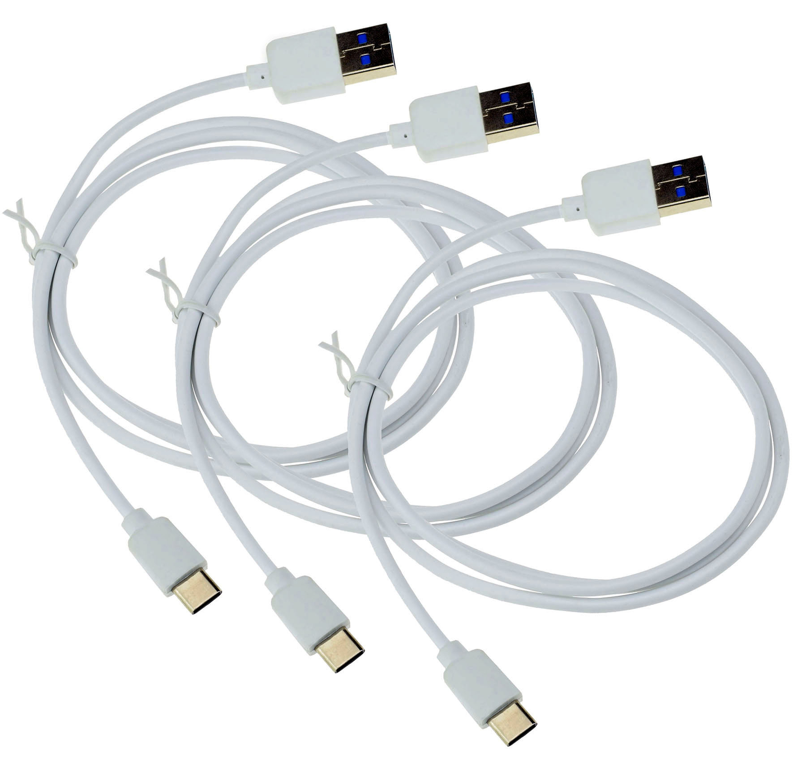 3X USB-C Fast Charging Data Cable White Compatible with Huawei P Smart Plus