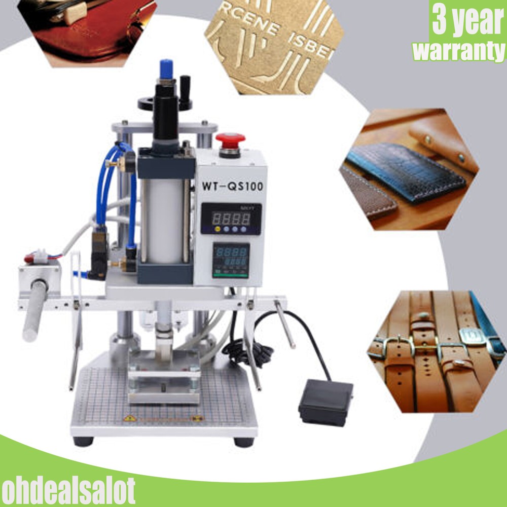 Air Operated Hot Foil Stamping Machine 500W Leather PU PVC Logo Press 80*100mm