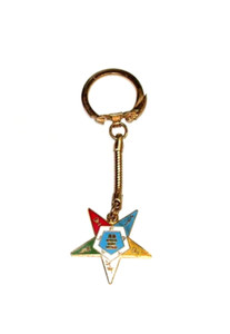 Vintage Order of the Eastern Star Keychain Enameled Fraternal Key Ring OES