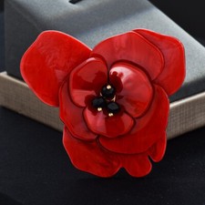 women acrylic flower brooch red rose flower pin jewelry