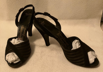 Vintage 1950s black Peep-toe Slingback high-heel Pinup shoes
