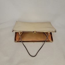Vintage 1960s Gold Clutch Handbag, 9 X 5 With Coiled Strap