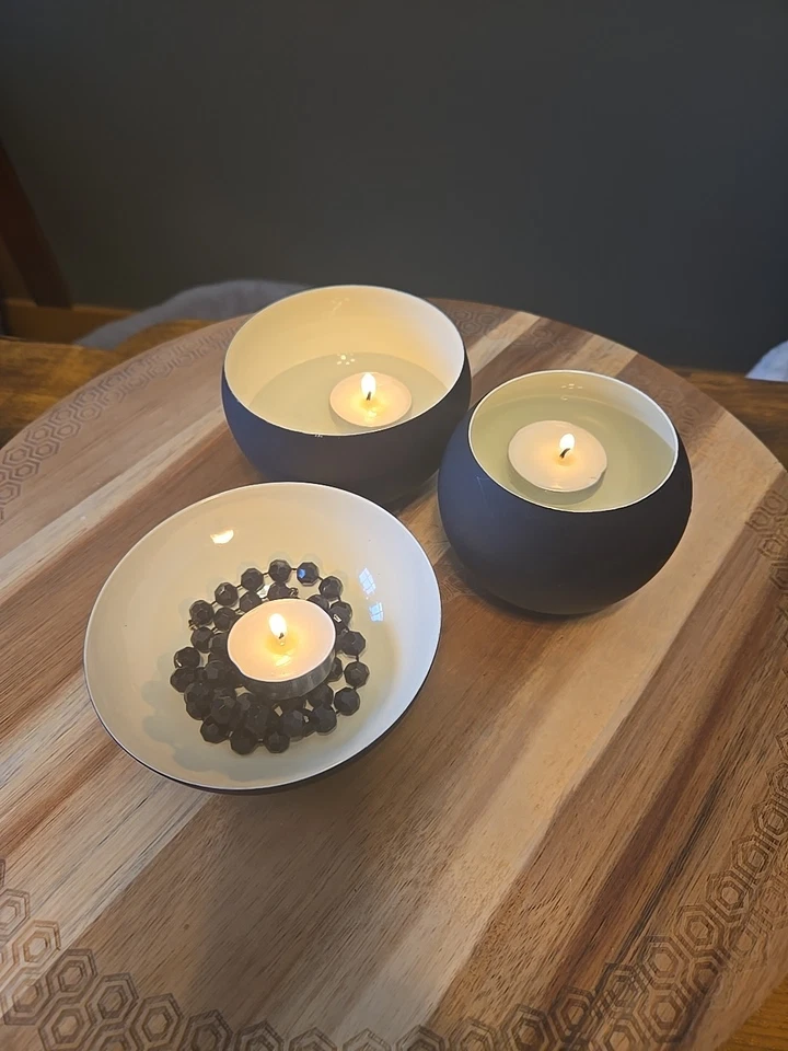 Rare IKEA Glittrig Bowls x 3 by Ingegerd Raman Black and Beige - Image 2 of 4