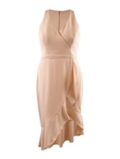 Xscape Women's Ruffled Fit & Flare Midi Dress (16, Blush)
