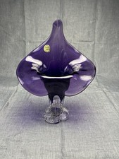 Rossi Glass Purple Vase Footed Jack In The Pulpit Hand Blown Amethyst