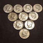 Lot of Ten 1965-69 Kennedy Half Dollars, 40% Silver $5 Face Value