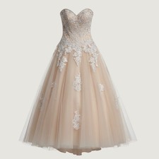 Morilee Madeline Gardner Ball Gown Women Size 10 Champagne Tulle Fairycore