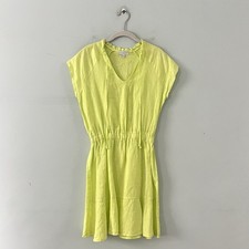 S’edge Raleigh Dress Citron Lime Green Linen Mini Size Small