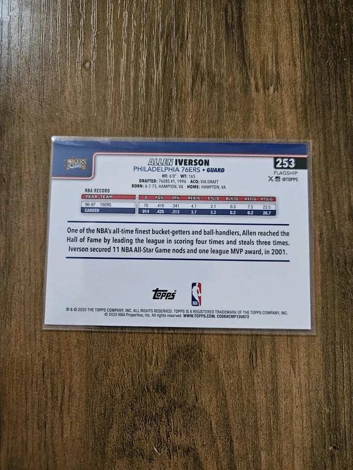 2025-26 Topps Basketball- Allen Iverson [Legend] [Base] 76ers #253 - Image 2 of 2