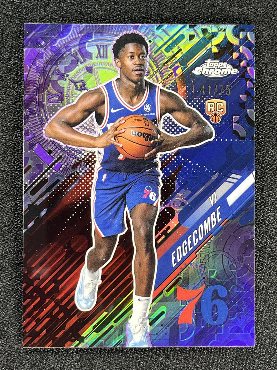 2025-26 Topps Chrome Vj Edgecombe #GT-18 Purple Refractor Go Time Rookie RC /75