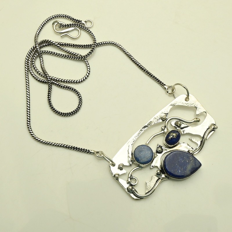 Lapis Lazuli Gemstone Ethnic Handmade Necklace Jewelry For Women 19 Gms AN 36851