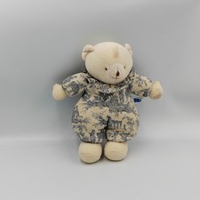Doudou ours blanc écru motifs bleu Trousselier - 30280