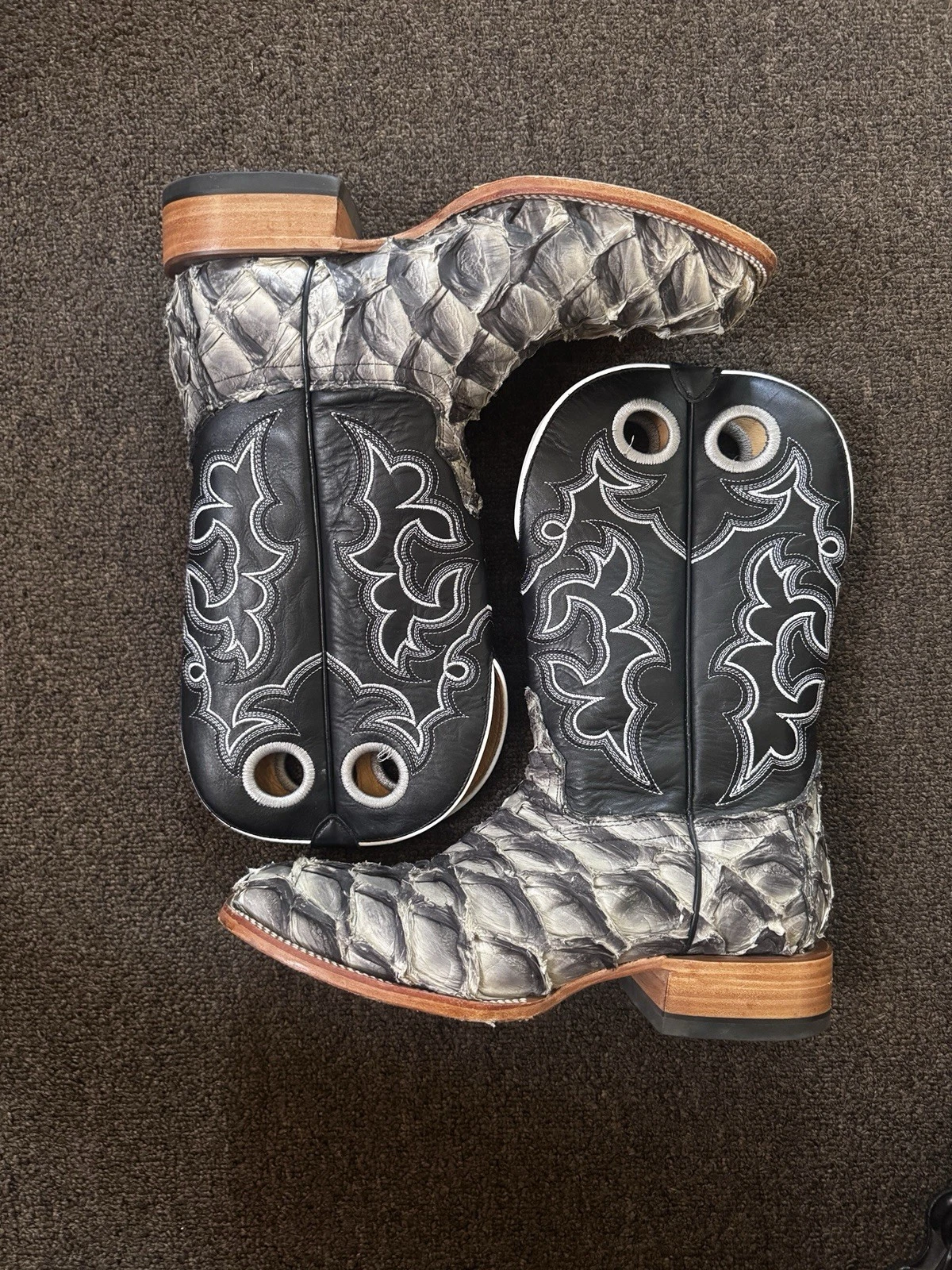 Cody James Genuine Fish Leather Cowboy Boots Exotic Western Black Mens 11 D