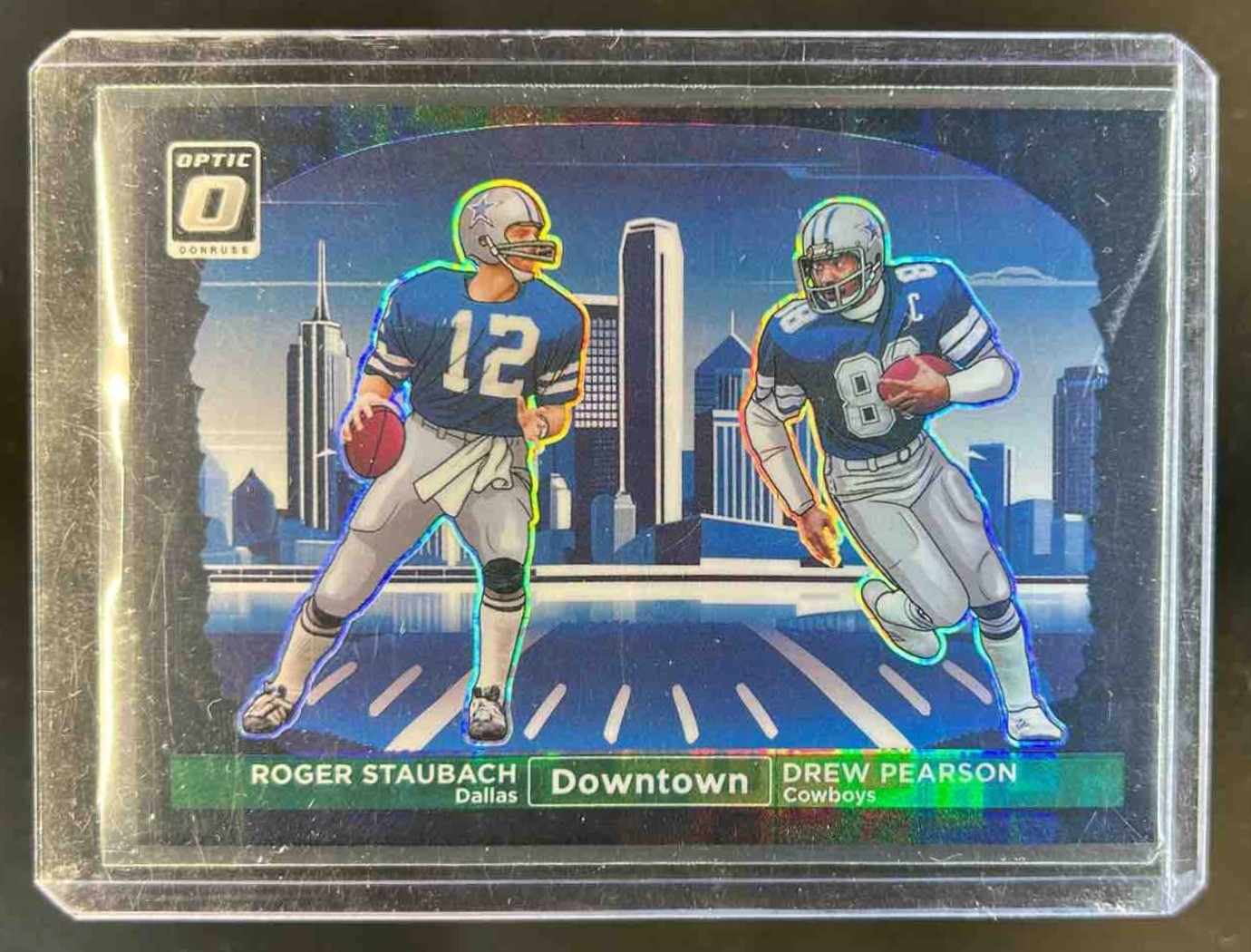 2024 Donruss Optic Drew Pearson Roger Staubach Downtown Black Pandora SSP #23/25