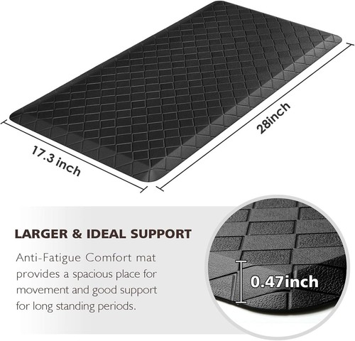 HappyTrends Floor Mat Cushioned 28"L x 17.3"W x 0.5"Th, Black - Picture 2 of 7
