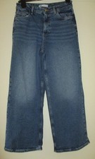Zara Stretchy Blue Denim Wide Leg Ankle Jeans 10
