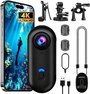 4K Action Camera Mini POV Helmet Cam Body Camera for Motorcycle Outdoor Sports