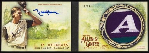 2020 Topps Allen Ginter Randy Johnson Auto #10/10 Sick Game Used Patch Booklet