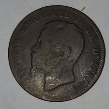 1867 Italy 10 Centesimi Date (6 in date partially obscured)