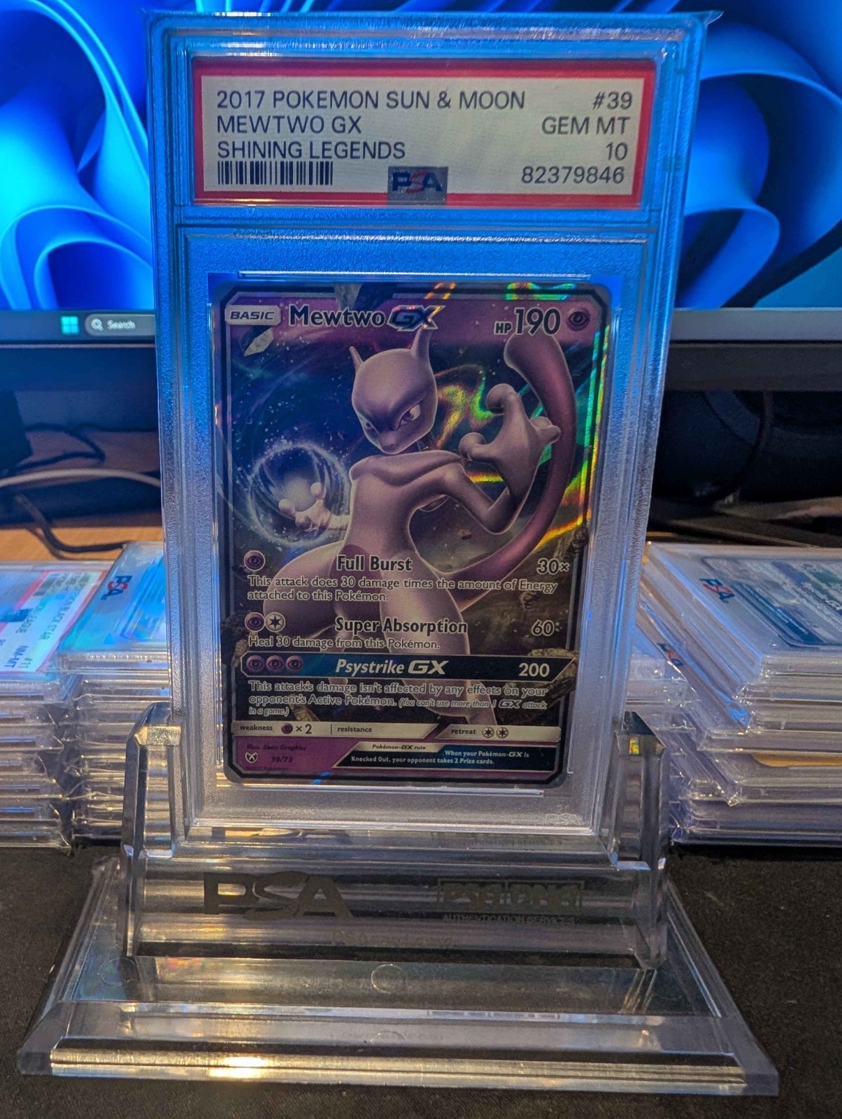 2017 POKEMON SUN & MOON SHINING LEGENDS #39 MEWTWO GX PSA 10
