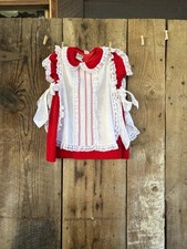 Vintage red and white lace kids dress 3T