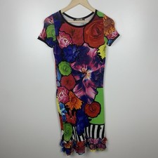 Vintage Roberto Cavalli Floral Y2K Runway Dress Women s Size 40 Made In Italy