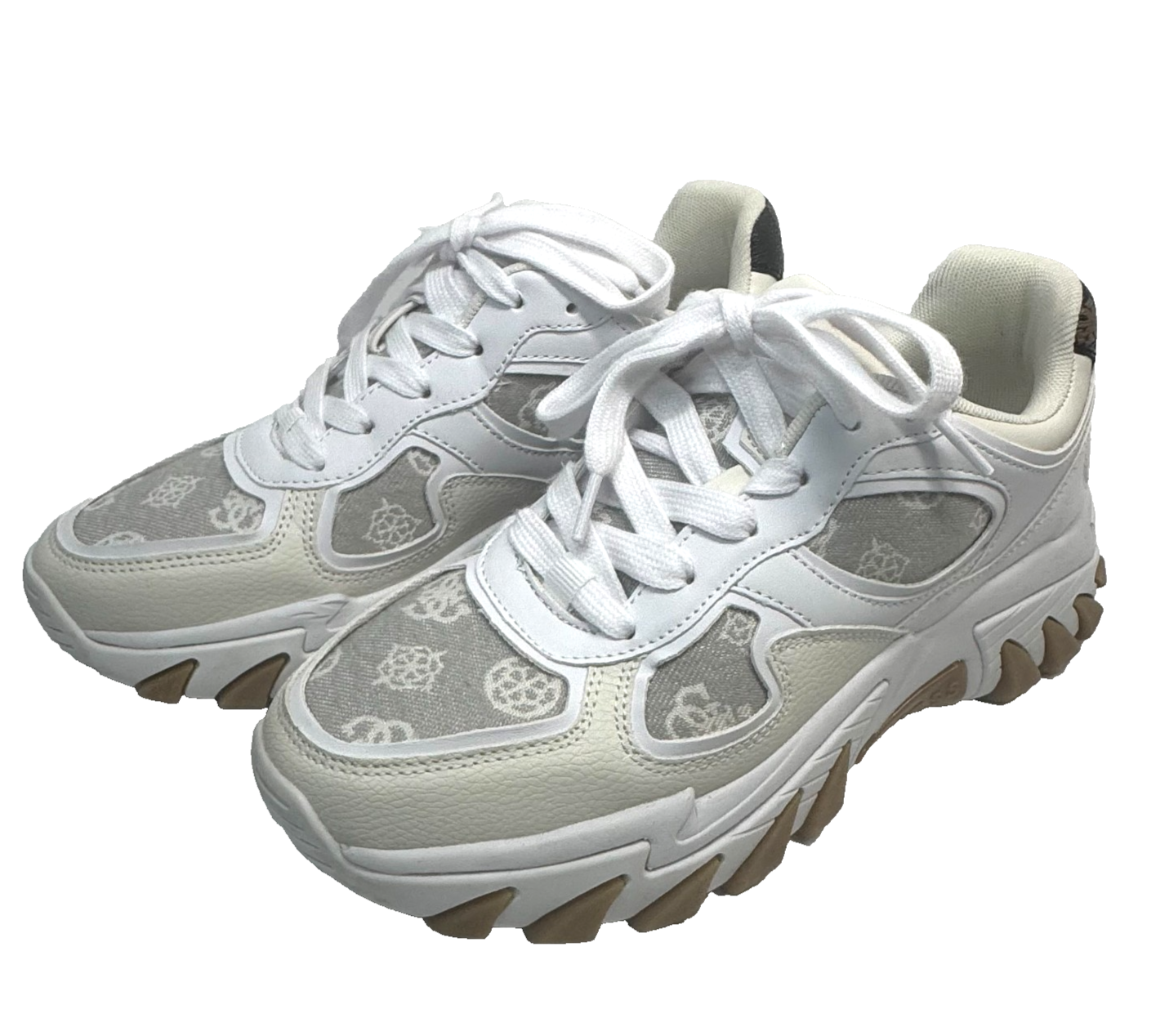 SAOLA Sneakers GUESS Norina Chunky bianche logo maglia pelle donna taglia 7M suola gomma