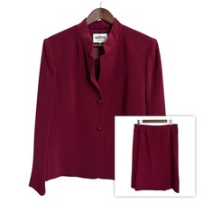Kasper skirt suit blazer set women's 14P petite wine red career office wedding
