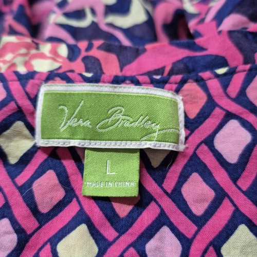 Vera Bradley donna taglia L viola rosa stampa floreale polsino rovesciato spiaggia costiera - Foto 8 di 11