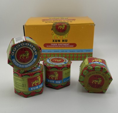 4 pack Xun Hu Red Tiger Ointment muscular aches pains relief.  18.4g