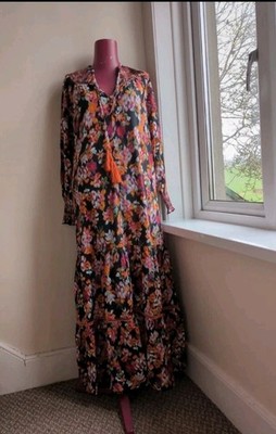 Joe Browns Smock Dress Maxi 8 boho gorgeous morrocan tassel RRP £65